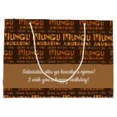 Pattern Mungu Akubariki, God Bless You in Swhili ラージペーパーバッグ (裏面)