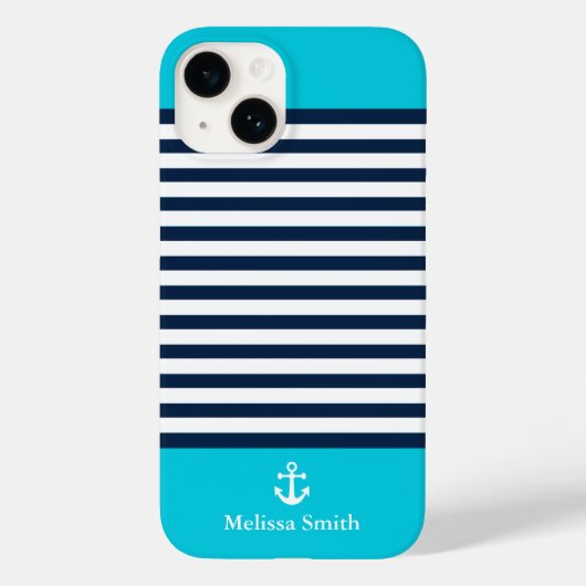 Pattern Navy blue and white bands Blue background Case-Mate iPhoneケース (裏面)