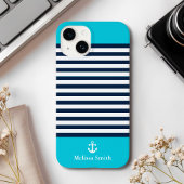 Pattern Navy blue and white bands Blue background Case-Mate iPhoneケース