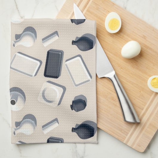 pattern of black and white cera キッチンタオル (四つ折り)