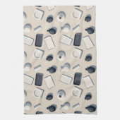 pattern of black and white cera キッチンタオル (縦)