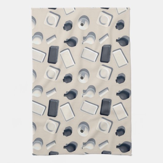 pattern of black and white cera キッチンタオル (縦)