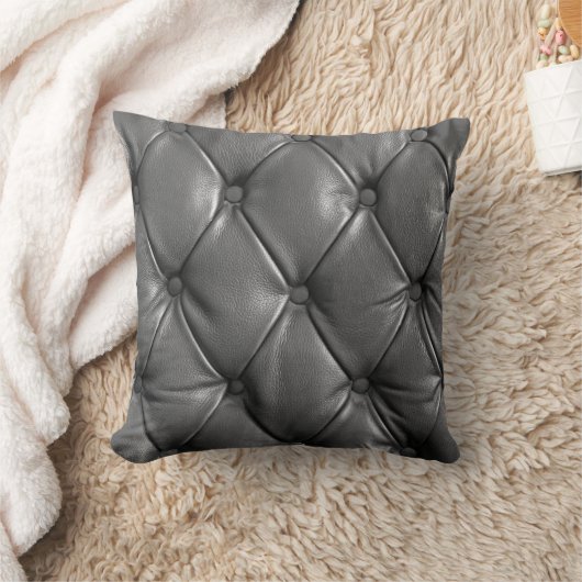 pattern of black genuine leather texture using as クッション (ブランケット)