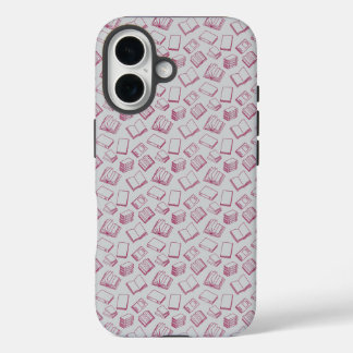 Pattern of Books in Dark Red iPhone 16ケース