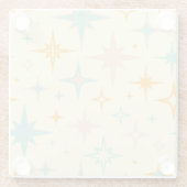 Pattern of colorful retro stars ガラスコースター (裏面)