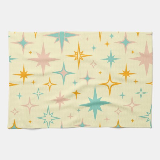 Pattern of colorful retro stars キッチンタオル (横)