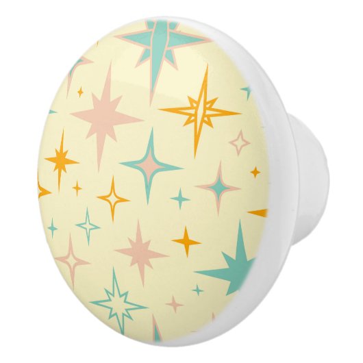 Pattern of colorful retro stars セラミックノブ (右)