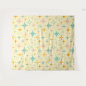 Pattern of colorful retro stars タペストリー (正面(横))
