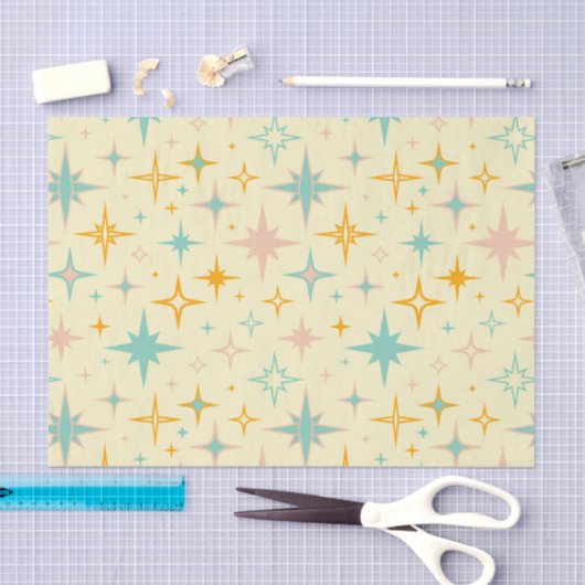Pattern of colorful retro stars 薄葉紙 (クラフト)