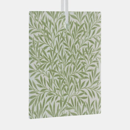 Pattern of green leafy branches  ガラスオーナメント (正面右)