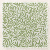 Pattern of green leafy branches  ガラスコースター (正面)