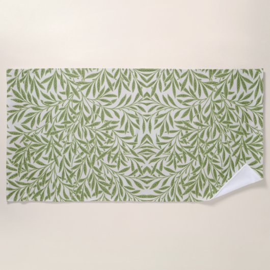 Pattern of green leafy branches  ビーチタオル (正面)