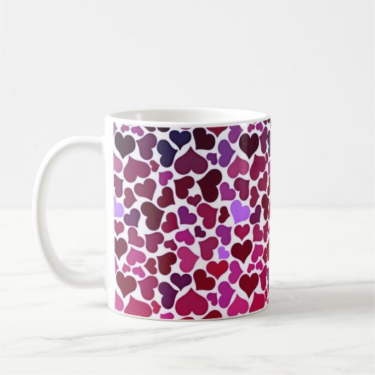 Pattern of Hearts Stylish Modern Purple Pink Chic  コーヒーマグカップ (左)