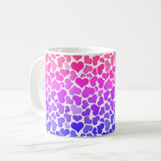 Pattern of Hearts Stylish Modern Violet Pink Chic  コーヒーマグカップ (正面左)