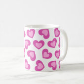 Pattern of Hearts Stylish Modern White Pink Chic  コーヒーマグカップ (正面右)