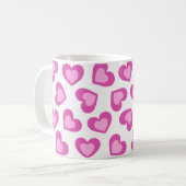 Pattern of Hearts Stylish Modern White Pink Chic  コーヒーマグカップ (正面左)