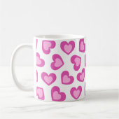 Pattern of Hearts Stylish Modern White Pink Chic  コーヒーマグカップ (左)