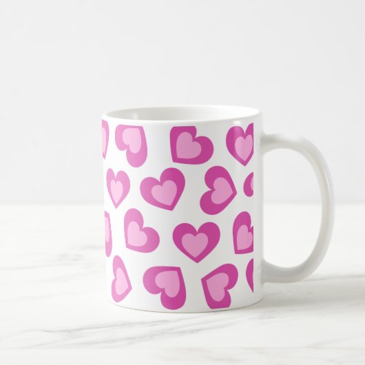 Pattern of Hearts Stylish Modern White Pink Chic  コーヒーマグカップ (右)