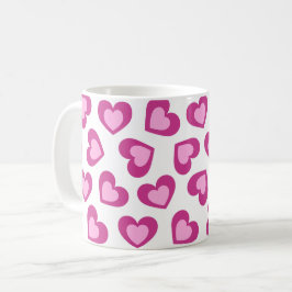 Pattern of Hearts Stylish Modern White Pink Chic  コーヒーマグカップ