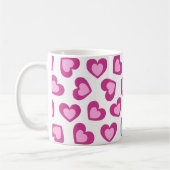 Pattern of Hearts Stylish Modern White Pink Chic  コーヒーマグカップ (左)