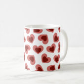 Pattern of Hearts Stylish Modern White Red Chic  コーヒーマグカップ (正面右)