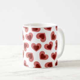 Pattern of Hearts Stylish Modern White Red Chic  コーヒーマグカップ
