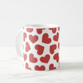 Pattern of Hearts Stylish Modern White Red Chic コーヒーマグカップ (正面左)