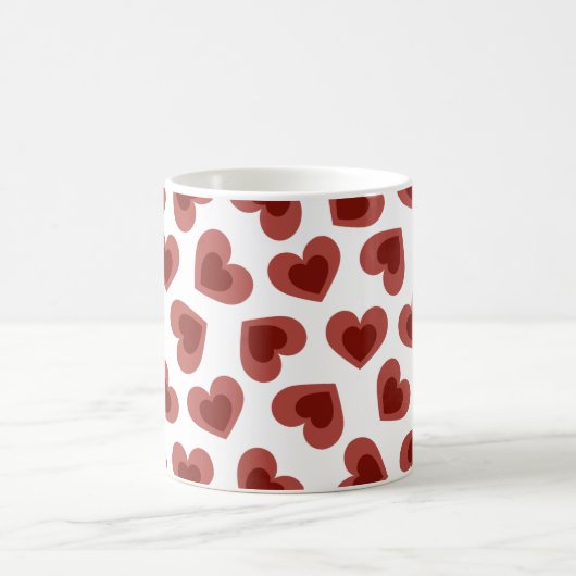 Pattern of Hearts Stylish Modern White Red Chic  コーヒーマグカップ (中央)