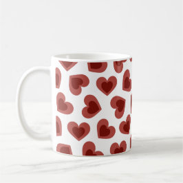 Pattern of Hearts Stylish Modern White Red Chic  コーヒーマグカップ
