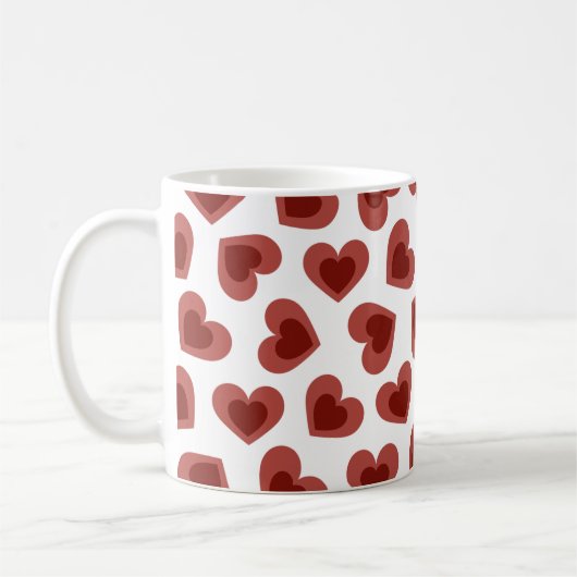 Pattern of Hearts Stylish Modern White Red Chic  コーヒーマグカップ (左)