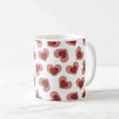 Pattern of Hearts Stylish Modern White Red Chic  コーヒーマグカップ (正面右)