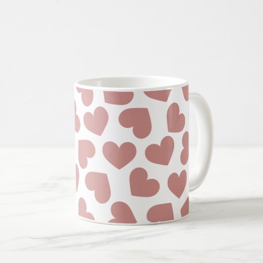 Pattern of Hearts Stylish Modern White Red Chic  コーヒーマグカップ (正面右)
