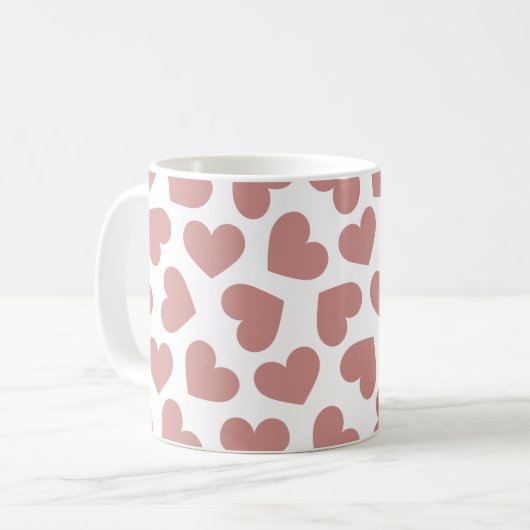 Pattern of Hearts Stylish Modern White Red Chic  コーヒーマグカップ (正面左)