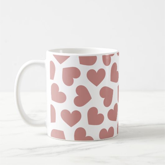 Pattern of Hearts Stylish Modern White Red Chic  コーヒーマグカップ (左)