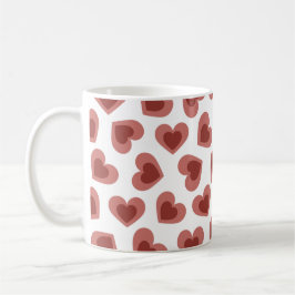 Pattern of Hearts Stylish Modern White Red Chic  コーヒーマグカップ