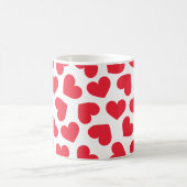 Pattern of Hearts Stylish Modern White Red Chic コーヒーマグカップ (中央)