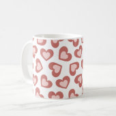 Pattern of Hearts Stylish Modern White Red Chic  コーヒーマグカップ (正面左)