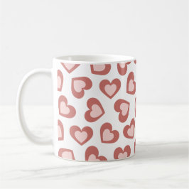 Pattern of Hearts Stylish Modern White Red Chic  コーヒーマグカップ