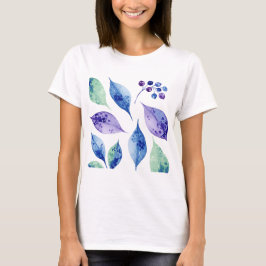 Pattern of leaves and berries Tシャツ