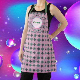 Pattern Powder Pink All-Over Print Apron. エプロン