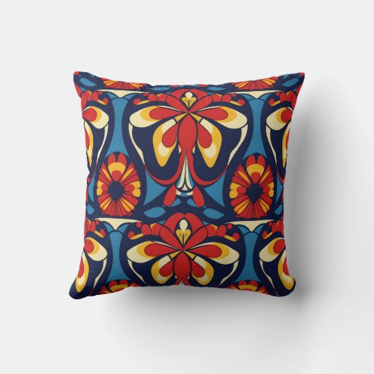 pattern red blue rose catholic クッション (裏面)