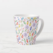 Pattern Retro Christmas Lights カフェラテマグ (右アングル)