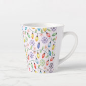 Pattern Retro Christmas Lights カフェラテマグ (右)