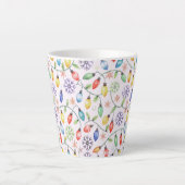 Pattern Retro Christmas Lights カフェラテマグ (正面)