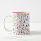Pattern Retro Christmas Lights ツートーンマグカップ (左)