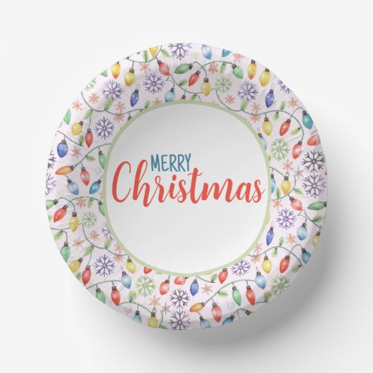 Pattern Retro Christmas Lights ペーパーボウル (正面)