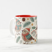 Pattern Scandinavian Christmas Birds ツートーンマグカップ (正面左)