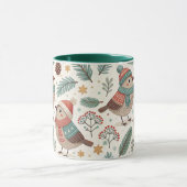 Pattern Scandinavian Christmas Birds マグカップ (中央)