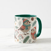 Pattern Scandinavian Christmas Birds マグカップ (正面右)