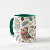 Pattern Scandinavian Christmas Birds マグカップ (正面左)